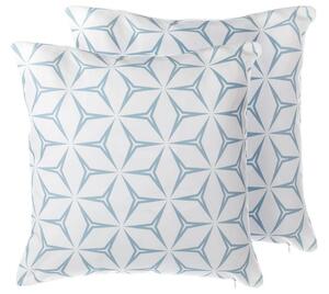 Set di 2 cuscini decorativi blu motivo geometrico 45 x 45 cm accessori decorativi Beliani