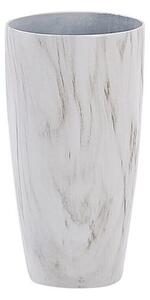 Vaso per piante da esterno da interno effetto marmo miscela di pietra bianca rotondo 28 cm dal design moderno Beliani