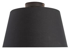 Lampada da soffitto con paralume in cotone nero con oro 32 cm - Nero combinato
