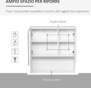 Kleankin Armadietto Specchiera Bagno, Mobiletto Bagno Pensile con Fissaggio a Muro, 54x15x55cm, Bianco