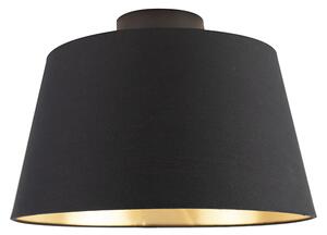 Lampada da soffitto con paralume in cotone nero con oro 32 cm - Nero combinato