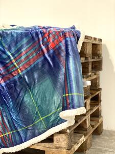 Zanetti Plaid Scotland in Stampa Digitale Retro Sherpa 150x200 cm Bluette