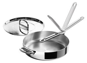 Joseph Joseph Space Steel Padella 28 cm Inox Manico Pieghevole Coperchio x Gas Elettrico Induzione Forno