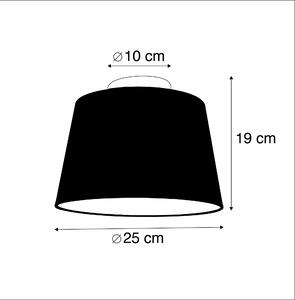Lampada da soffitto con paralume in lino nero 25 cm - Bianco combinato