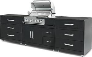 Cucina da esterno a 3 pezzi con barbecue nero - Oviala Memphis