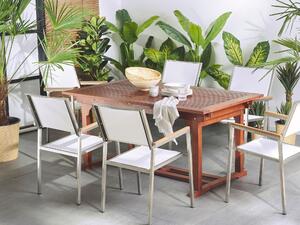 Tavolo da pranzo per esterno in legno di acacia scuro 160/220 x 90 cm piano allungabile Beliani