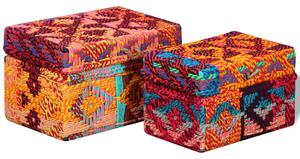 2 pz Set Scatole Portaoggetti in Tessuto Multicolore