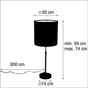 Lampada da tavolo nera paralume velluto blu oro 25 cm - PARTE