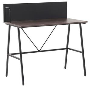 Scrivania Home Office Top in legno scuro 100 x 50 cm con struttura in metallo verniciato a polvere Nero Beliani