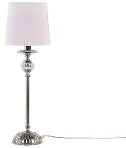 Lampada da tavolo Base in metallo argento Paralume impero rosa Paralume in vetro Beliani
