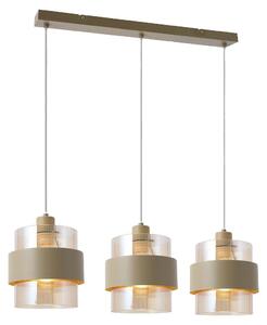 Lampada a sospensione VALENTINO, color beige, 3 attacchi E27, 15W ciascuno, struttura in metallo, dimensioni: 120x75x18 cm, grado di protezione IP20, modello Milagro