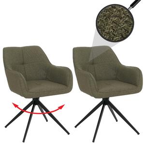 Set di 2 sedie da pranzo modello HWC-O47, sedia da cucina con braccioli, girevole con sistema di ritorno automatico, rivestita in tessuto (270g/m²), colore verde