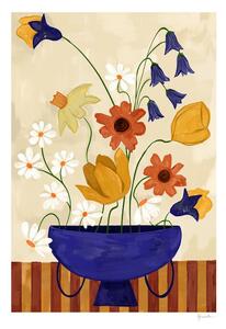Poster 30x40 cm Colourful Bunch in Blue Vase – Frankie Penwill – The Poster Club