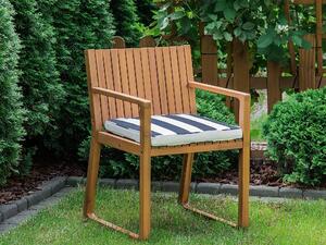 Set di 8 cuscini di seduta per sedia da giardino in tessuto resistente all'acqua a righe bianche e blu navy Beliani