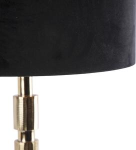 Lampada da tavolo art deco oro paralume velluto nero 35 cm - TORRE