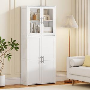 Costway Armadio da bagno con spazio di stoccaggio, Armadio indipendente per strumenti di pulizia per casa e ufficio Bianco