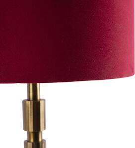 Lampada da tavolo Art Déco bronzo paralume rosso velluto 35 cm- TORRE
