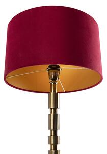 Lampada da tavolo Art Déco bronzo paralume rosso velluto 35 cm- TORRE