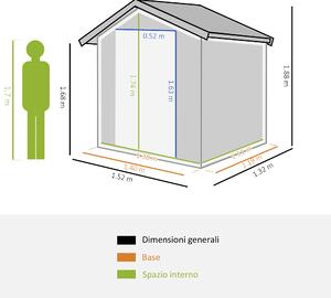 Outsunny Casetta da Giardino Porta Attrezzi in Acciaio, Tetto inclinato e 4 Prese d'Aria, 152x132x188cm