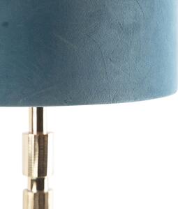 Lampada da tavolo oro paralume velluto blu 35 cm - TORRE