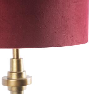 Lampada da tavolo bronzo paralume velluto rosso 50 cm - DIVERSO
