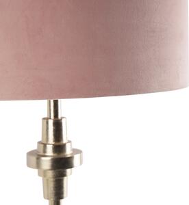 Lampada da tavolo dorato paralume velluto rosa 50 cm - DIVERSO