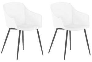 Set di 2 sedie da pranzo in plastica bianca design minimalista braccioli soggiorno cucina mobili Beliani