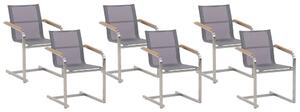 Set di 2 sedie da giardino grigio sedile sintetico struttura in acciaio inox stile cantilever Beliani