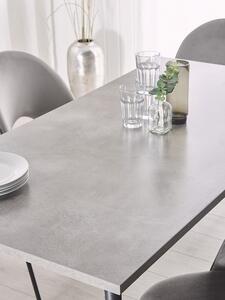 Tavolo da Pranzo Piano Effetto Cemento Gambe in Metallo Nero Rettangolare 160 x 80 cm per 6 Persone Stile Glamour Moderno Beliani