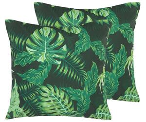Set di 2 cuscini da giardino in poliestere verde quadrato 45 x 45 cm cuscino decorativi dal design moderno con motivo foglia di palma Beliani
