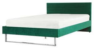 Letto Imbottito Velluto Verde King Size 160 x 200 cm Testiera Verde Gamba Argento Glam Beliani