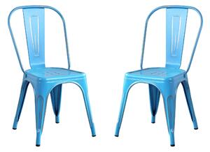 AGATHA - set di 2 sedie in metallo blu antico