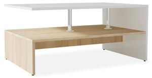 Tavolino Salotto Legno Multistrato 90x59x42 cm Rovere e Bianco