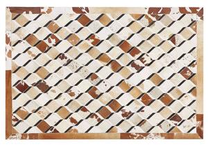 Tappeto da zona Marrone Pelle di vacchetta Patchwork Motivo geometrico a rombi Sottofondo in feltro 160 x 230 cm Paese moderno Beliani