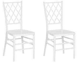 Set di 2 sedie da pranzo bianche con schienale a doghe sintetico senza braccioli dal design moderno vintage Beliani