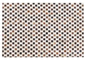 Tappeto tappetino Pelle Bovina Marrone e Beige 140 x 200 cm Motivo Geometrico Patchwork Beliani