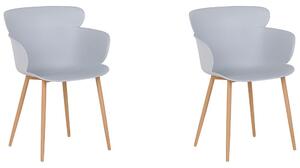 Set di 2 sedie da pranzo grigio materiale sintetico gambe in metallo schienale ergonomico moderno soggiorno Beliani