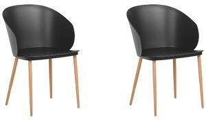 Set di 2 sedie da pranzo in materiale sintetico Nero con gambe in metallo per soggiorno moderno Beliani