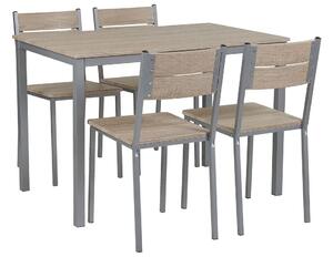 Set da pranzo Piano in legno chiaro Gambe in acciaio grigio Tavolo rettangolare 110 x 70 cm 4 sedie Moderne Beliani