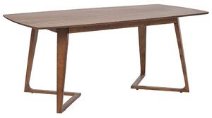 Tavolo da pranzo in legno scuro MDF impiallacciato noce con base stabile in legno di gomma Beliani