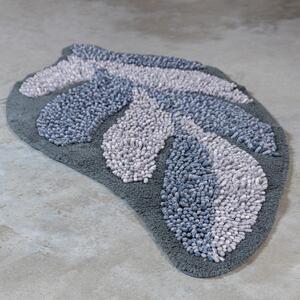 Zanetti Tappeto Bagno a forma di Foglia in Ciniglia di Puro Cotone con Base Antiscivolo 55x110 cm Grigio Caldo