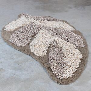 Zanetti Tappeto Bagno a forma di Foglia in Ciniglia di Puro Cotone con Base Antiscivolo 55x110 cm Tortora