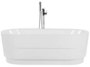 Vasca da Bagno Freestanding Acrilico Bianco Ovale Design Moderno 170 cm Beliani