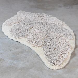 Zanetti Tappeto Bagno a forma di Foglia in Ciniglia di Puro Cotone con Base Antiscivolo 55x110 cm Panna