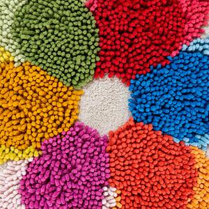 Zanetti Tappeto Bagno Fiore in Ciniglia di Puro Cotone con Base Antiscivolo Multicolor