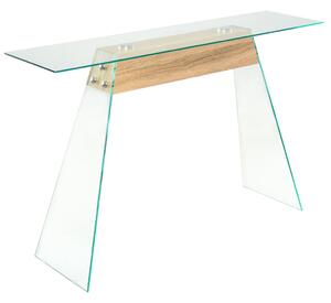 Tavolino Consolle in MDF e Vetro 120x30x76 cm Colore Quercia