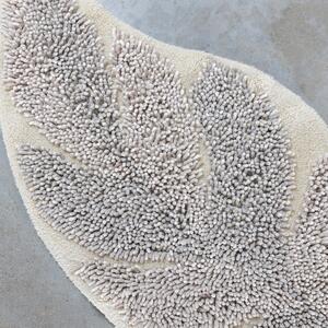 Zanetti Tappeto Bagno a forma di Foglia in Ciniglia di Puro Cotone con Base Antiscivolo 55x110 cm Panna