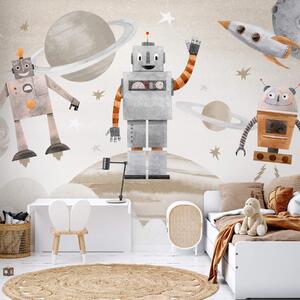 Carta da parati Robot nello spazio in stile acquerello, Carta da parati Spazio, w04016v1 : Uwalls.it