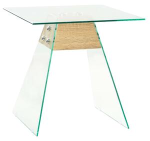 Tavolino in MDF e Vetro 45x45x45 cm Colore Quercia