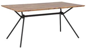 Tavolo da pranzo Piano in legno scuro Gambe in metallo Nero 160 x 90 cm 6 posti rettangolare industriale Beliani